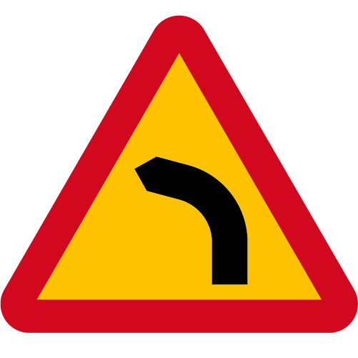 A1 Varning för farlig kurva vänster röd gul triangelformat vägmärke