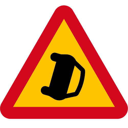 A41 Varning för olycka gul röd triangelformat vägmärke