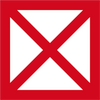 S209 Förbud mot sjötrafik kvadratiskt sjövägmärke röd vit med kryss