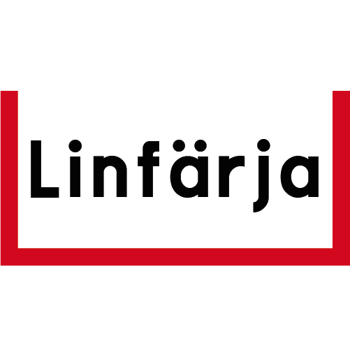 S511 Linfärja rektangulärt sjövägmärke med texten Linfärja