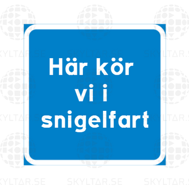 Blå tilläggstavla med egen text