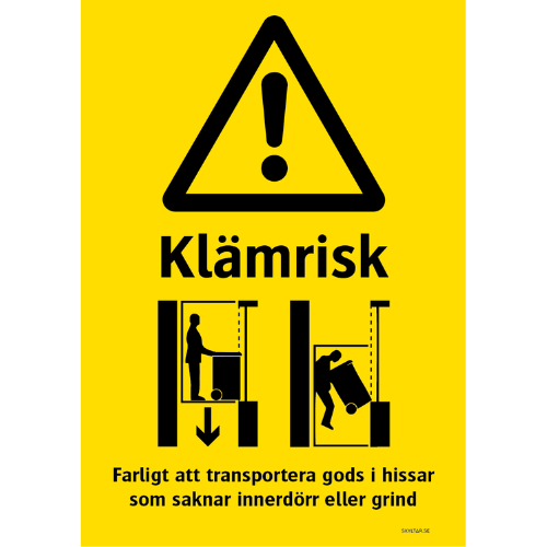 Varning klämrisk - Hiss