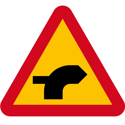 A29-21 Varning för vägkorsning där trafikanter på anslutande väg har väjningsplikt eller stopplikt gul röd triangelformat vägmärke