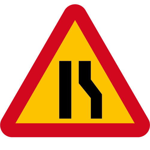 A5-2. Varning för avsmalnande väg