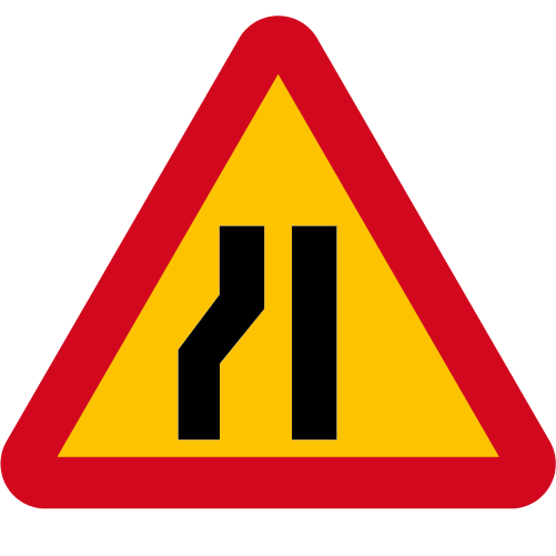A5-3. Varning för avsmalnande väg