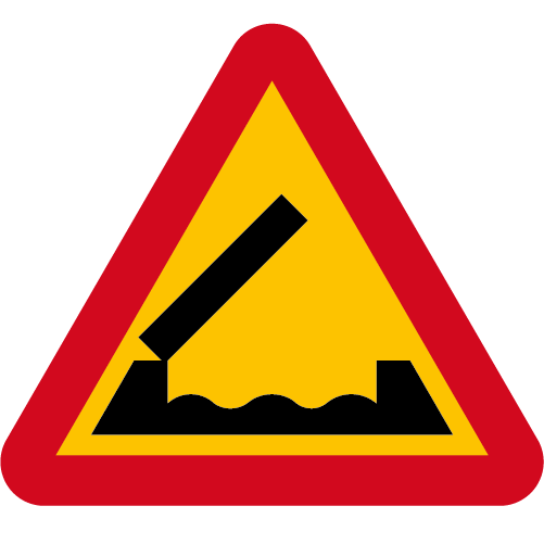 A6 Varning för broöppning gul röd triangelformat vägmärke