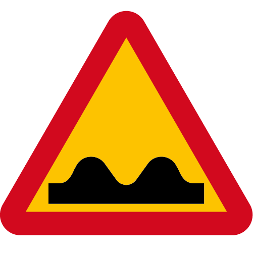 A8 Varning för ojämn väg gul röd triangelformat vägmärke
