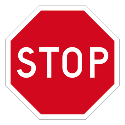 B2 Stopppliktmärke röd vit med texten STOP