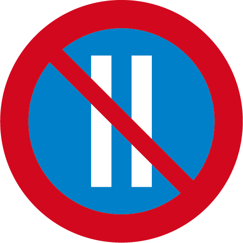 C37 Förbud mot att parkera fordon på dag med jämnt datum runt vägmärke blå röd överstruken 