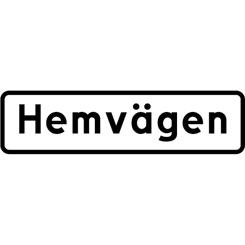 F11 Vägnamn rektangulär vit svart Hemvägen