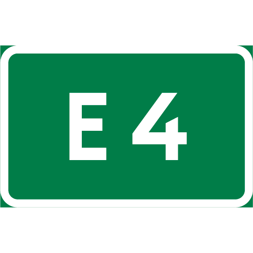 F14 Vägnummer rektangulär grön vit E4