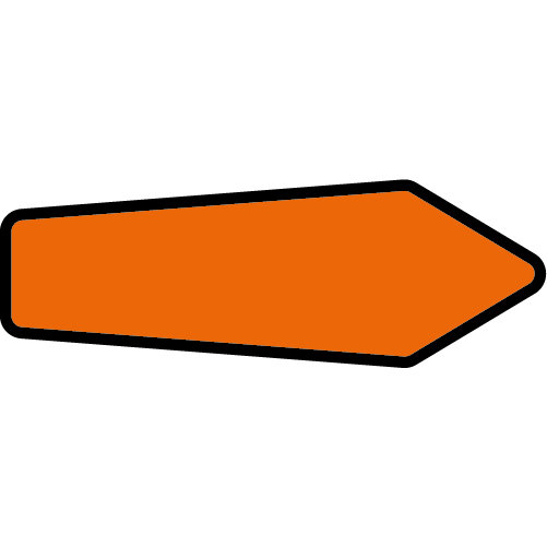 F24 Färdriktning vid omledning orange svart pilformad skylt