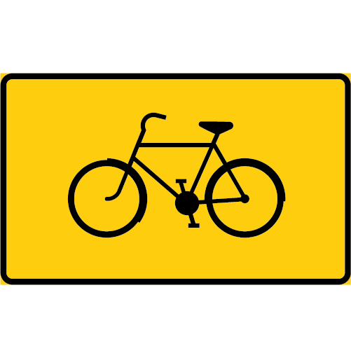 F38 Cykelled rektangulär gul svart med cykelsymbol