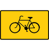 F38 Cykelled rektangulär gul svart med cykelsymbol