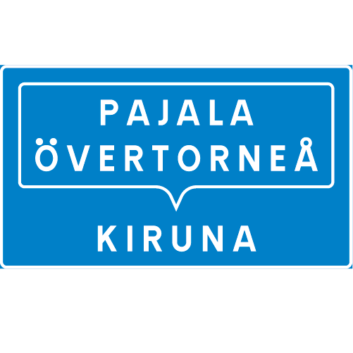 F9 Samlingsmärke för vägvisning rektangulär blå vit med destinationer