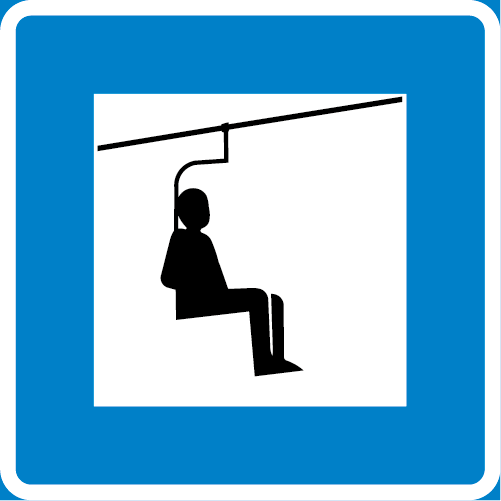 H18 Stollift kvadratisk blå vit med person i stollift