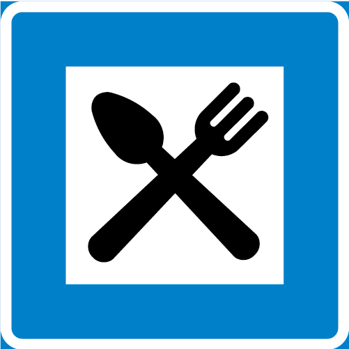 H6 Restaurang kvadratisk blå vit med bestick