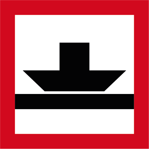 S100 kvadratisk sjövägmärke för Linjefärja
