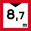 S102 Kvadratisk röd vit sjövägmärke för begränsad höjd