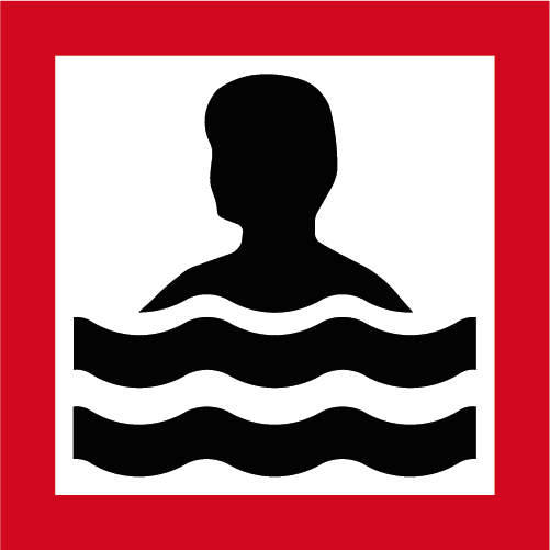 S108 Badplats Kvadratiskt sjövägmärke röd vit