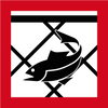 S109 Fiskeredskap Kvadratiskt sjövägmärke röd vit