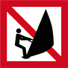S203 Förbud mot brädsegling kvadratiskt sjövägmärke röd vit med vindsurfare