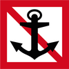 S207 Förbud mot ankring kvadratiskt sjövägmärke röd vit med ankare