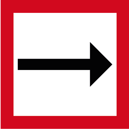 S302 Påbjuden färdriktning kvadratiskt sjövägmärke röd vit med pil
