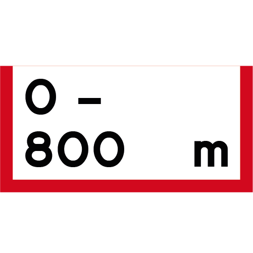 S500 Sträckans länd i meter rektangulärt röd vit sjövägmärke