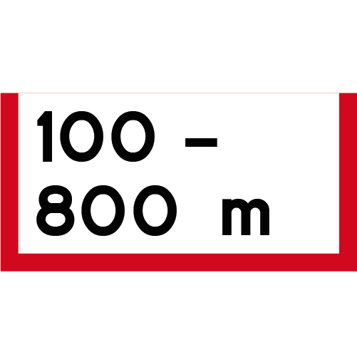 S502 Sträckans längd i meter rektangulärt sjövägmärke röd vit