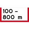 S502 Sträckans längd i meter rektangulärt sjövägmärke röd vit