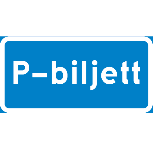 T20 Parkeringsbiljett rektangulär blå vit med texten P-biljett